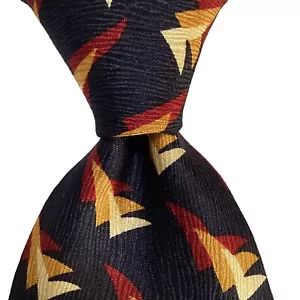 NAUTICA Men's 100% Silk Wide Necktie USA Designer Geometric Blue/Red/Yellow NWT - Picture 1 of 3