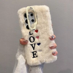 Für Samsung Galaxy A14 5G A15 A54 A55 Herz Fell Fuzzy Fluffy Hülle mit Linsenhalterung - Bild 1 von 15