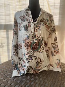 Chicos lace up flowered tunic sz L 2 - Picture 1 of 4
