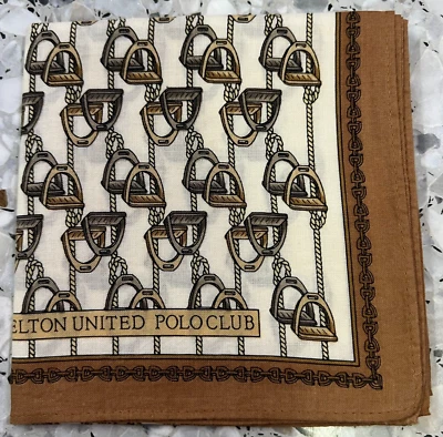 HOMBRE HANKY CLÁSICO DE COLECCIÓN ALGODÓN BOLSILLO ARTE CUADRADO ORO SUERTE HERRADURAS 18” #P112 Foto 1 de 3