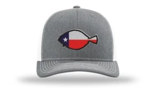 TX Flounder Embroidered Richardson 112 Heather Grey And White Cap - Picture 1 of 3