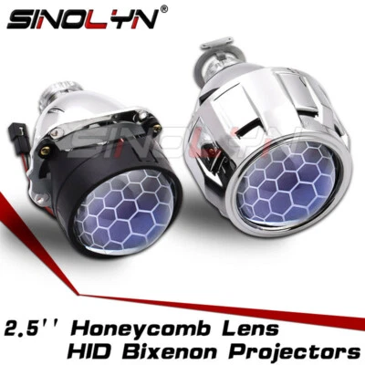 2.5'' Headlight HID Bi-xenon Projector Blue Custom Etching Lens H1 H4 H7 Custom - Image 1 of 4