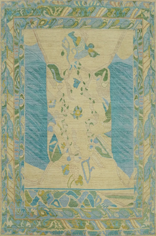 Transitional Handmade Oushak Turkish Area Rug 9x12 Vegetable Dye Wool Carpet - Image 1 of 4