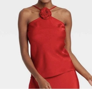 Neckholder-Top Damen Satin abnehmbar Rosette - A New Day™ rot XS - Bild 1 von 4