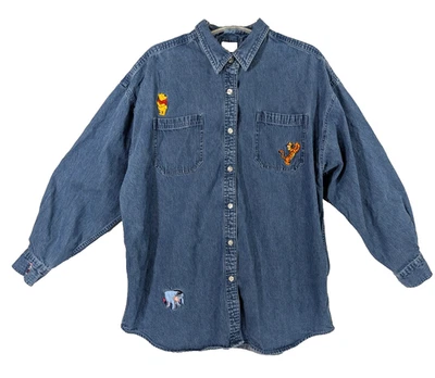 Camisa para mujer The Disney Store Winnie the Pooh bordada informal Denim Top XL Foto 1 de 4