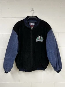 Chaqueta de gamuza negra vintage Minnesota Timberwolves Carl Banks G-III para hombre grande L - Imagen 1 de 6