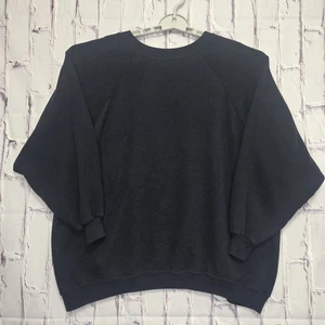 Vintage Black Hanes Her Way Raglan Crewneck Sweatshirt 3XL 3X Made In USA - Picture 1 of 10