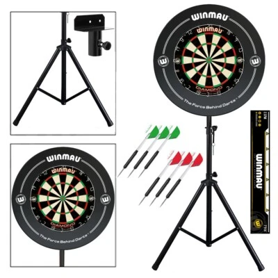 Complete Darts Set with Portable Stand + Winmau Diamond Dartboard and Surround - Image 1 of 4