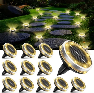 Solar Ground Lights Outdoor 12 Pack Waterproof, Upgraded Solar Garden Lights wit - Picture 1 of 12