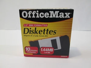 OfficeMax 3.5" IBM Formatted Floppy Diskettes 1.44MB 10 Diskettes New - Afbeelding 1 van 4