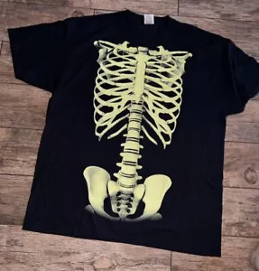 Vintage 90’s Glow-in-the-dark Halloween torso T-shirt size XL skeleton Bones - Picture 1 of 5