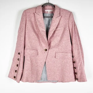 Chaqueta Blazer Veronica Beard Para Mujer Steele Rosa Jaspeado Botón Único Dickey 12 - Imagen 1 de 4