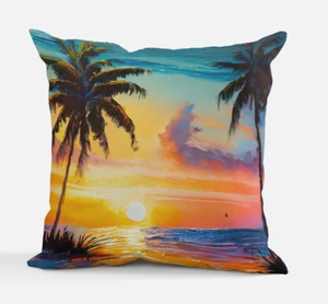 Beautiful Beach Ocean Sunset Throw Pillow Cushion 12x12" 16x16",24x24" Polyester - Picture 1 of 11