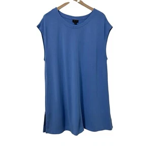 J.Jill Wearever Collection Womens Cap Sleeve Tunic Top Size XL Tall Blue Stretch - Picture 1 of 5