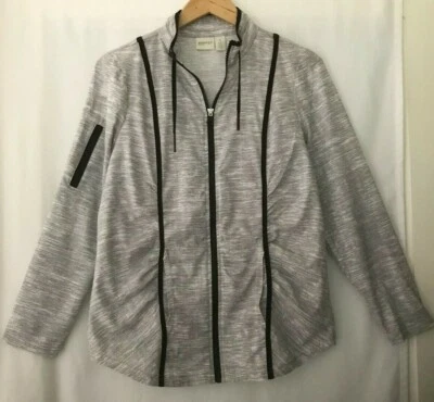 Chaqueta cortavientos ligera gris chico's talla M 1 ropa deportiva ¡NUEVA SIN ETIQUETAS cremalleras! Foto 1 de 4