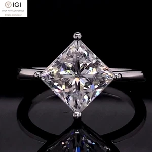 IGI 2.75Ct Princess E VVS1 Lab Grown Diamond Engagement Ring Solid 950 Platinum - Picture 1 of 11