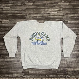 Vintage University of Notre Dame Fighting Irish Crewneck Sweatshirt XL Grey USA - Picture 1 of 7