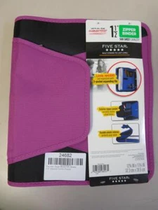 Five Star 1.5" Ring Zipper Binder with 3 Pocket Expanding File Purple - Picture 1 of 5