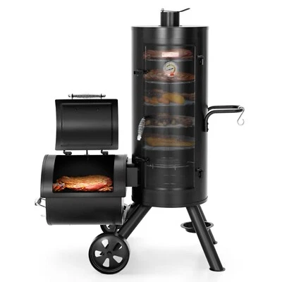 CAPTIVA DESIGNS Vertical Offset Charcoal Smoker & Grill Extra Large Outdoor BBQ Gill Heavy-Duty