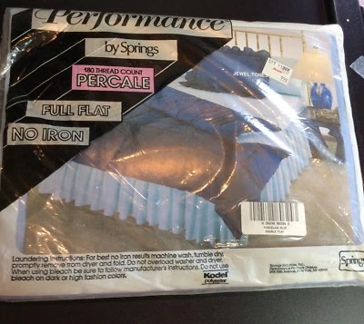 Full Flat Sheet Performance by Springs NIP 180 Thread Count Blue Porcelain - Image 1 of 4
