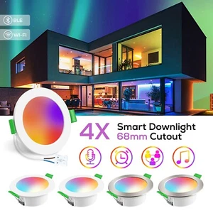 68mm LED RGB Recessed Ceiling Light 6W WiFi Smart Dimmable Spot Downlights Alexa - Picture 1 of 14
