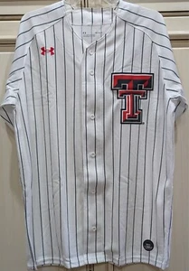NEW Men's Medium Under Armour Texas Tech Red Raiders Baseball Jersey White / Blk - Picture 1 of 4