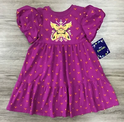 Girls' Disney Encanto Short Puff Bell Sleeve Tiered Shift Dress Purple XS (4/5) - Image 1 of 4