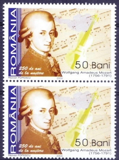 Romania 2006 MNH V pair, Mozart, Music, Composer, Violin - Image 1 of 1