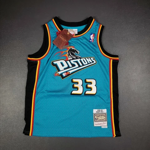 100% Authentic Grant Hill Mitchell Ness 98 99 Pistons Jersey Youth M 10/12 Boys Cover