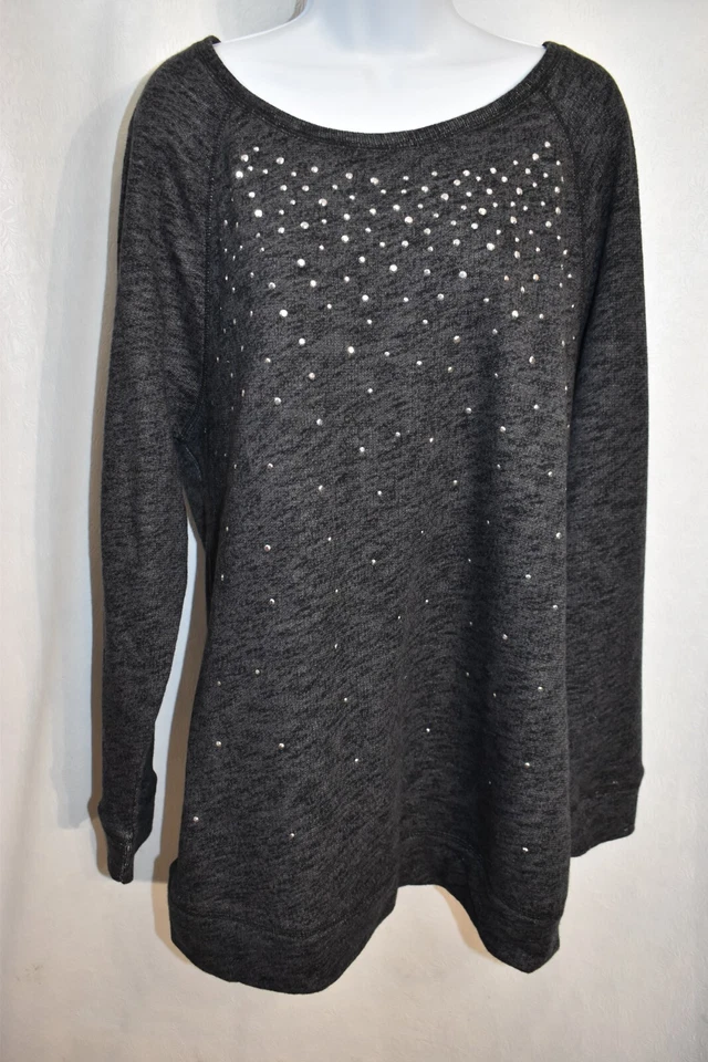 Sudadera Lane Bryant Top Negra Carbón Con Cuentas Talla 14/16 Foto 1 de 4