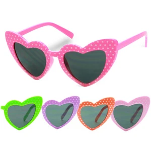 Little Girls Toddler Play Date Party Sunglasses UV400 Polka Dot Colorful Heart  - Picture 1 of 10