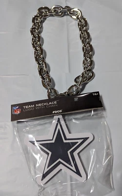 Cadena de abanico de espuma Dallas Cowboys - PLATEADO - Collar de equipo logotipo grande ¡NUEVO! Foto 1 de 2