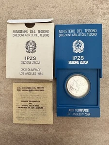 Moneda República Italiana 500 Liras Olimpiada los Angeles 1984 FDC Ipzs - Bild 1 von 2