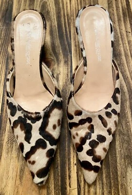 Sapatos bomba de pele de leopardo falso L'AUTRE CHOOSE US7.5 EU 37.5 fabricado na Itália - Imagem 1 de 4