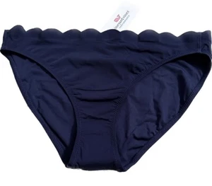 VINEYARD VINES SCALLOPED BIKINI BOTTOM DEEP BAY NAVY BEACH POOL SWIM TAN SUN L - Picture 1 of 8