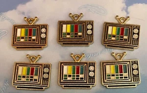 Fun enamel charms bronze look retro TV television * 6 - Picture 1 of 1