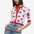 Alice + Olivia Wool Long Sleeve Embroidery Nail Drill Cardigan Top for Women Red