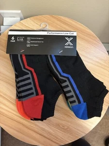 Xersion Performance Low Cut 6 Pair Boy’s Socks Sz Large Shoe Size 3-10 Black NEW - Picture 1 of 8