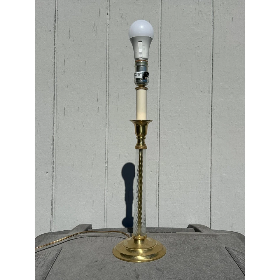 Vintage Laura Ashley Brass Crystal Swirl Table Lamp Art Deco UK Made 17" - Image 1 of 4