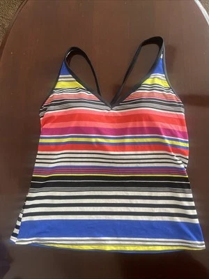 Tankini de natación acolchado a rayas Jag talla XL correas convertibles negro rojo azul Foto 1 de 4