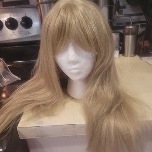 Schmutzige blonde glatte lange Haare Perücke mit Pony 20" - Bild 1 von 11