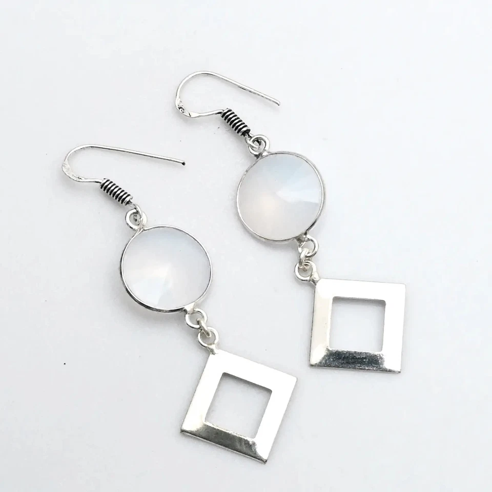 Pendientes colgantes de piedras preciosas de opalita hechos a mano joyas para mujer 2,2" AE-98910 Foto 1 de 1