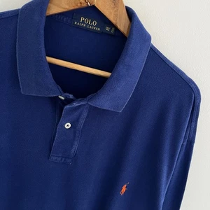 Ralph Lauren Polo Shirt Size 2XLT Tall XXL Mens Blue Solid Regular Long Sleeve - Picture 1 of 10