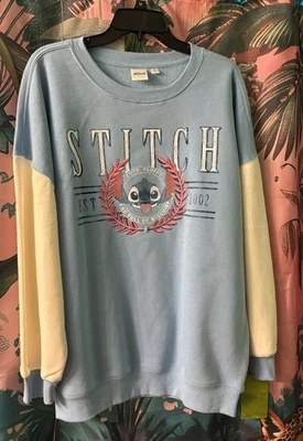 Sudadera para mujer Disney Lilo & Stitch bordada mediana azul nueva con etiquetas Foto 1 de 4