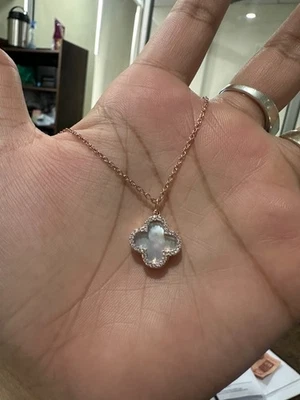 Mother of Pearl Pendant with Moissanite | Rose Gold Finish Necklace for Women - Image 1 of 4