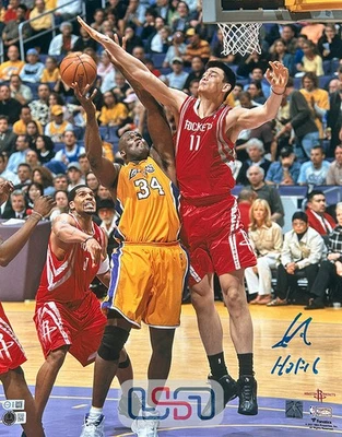 姚明休斯顿火箭队签名“名人堂16”16x20照片美国SM BAS — 第 1/4 张图片