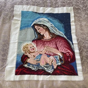 Vintage Handarbeit Kreuzstich Stickerei Heiraten Jesuskind Religiös Ukraine (A) - Bild 1 von 7