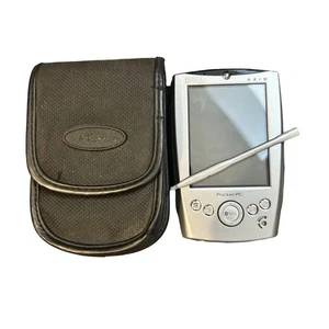 PC DE POCHE DELL AXIM X5 MODEL HC01U AVEC ÉTUI DE RANGEMENT EN CUIR NOIR NON TESTÉ - Photo 1 sur 5