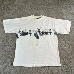 VINTAGE North River Shirt Mens Large White Motorcycles Wrap Around Print READ - Picture 1 of 11