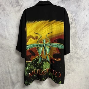 Vintage Wingo Misquito All Over Print Button Up Hemd Herren 2XL Schwarz Y2K - Bild 1 von 11